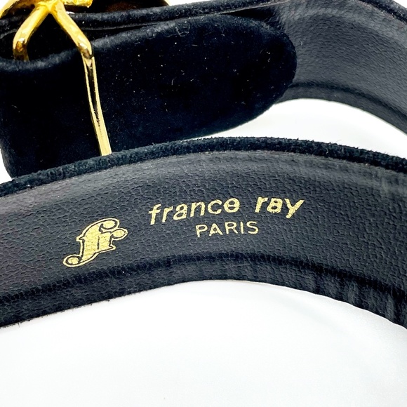 Vintage France Ray Paris Suede Belt with Enamel and Crystal Floral Design - Picture 3 of 4